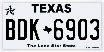 TX license plate BDK6903