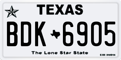 TX license plate BDK6905