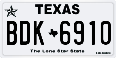 TX license plate BDK6910