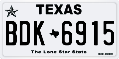 TX license plate BDK6915