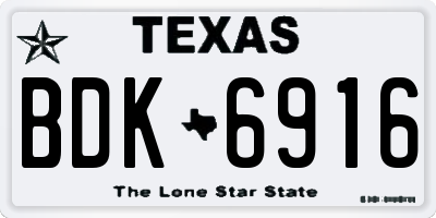TX license plate BDK6916
