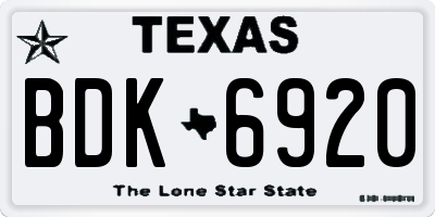 TX license plate BDK6920