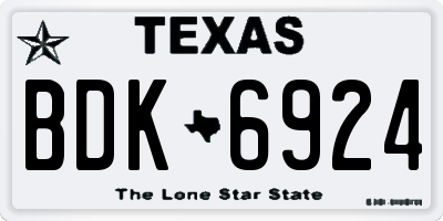 TX license plate BDK6924