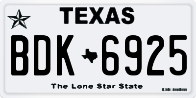 TX license plate BDK6925