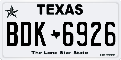 TX license plate BDK6926
