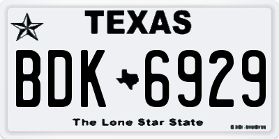TX license plate BDK6929