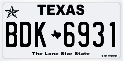 TX license plate BDK6931
