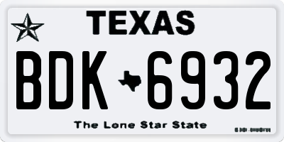 TX license plate BDK6932