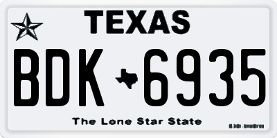 TX license plate BDK6935