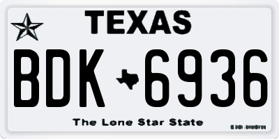 TX license plate BDK6936