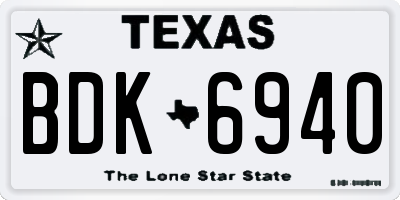 TX license plate BDK6940