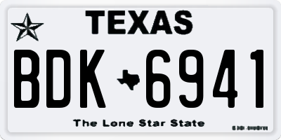 TX license plate BDK6941