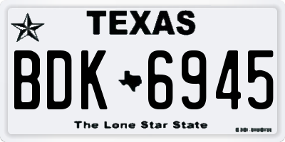 TX license plate BDK6945