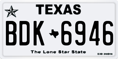 TX license plate BDK6946