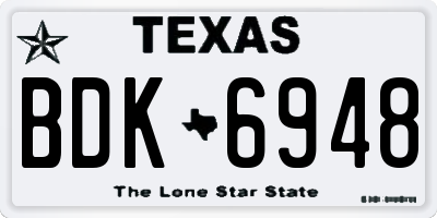 TX license plate BDK6948