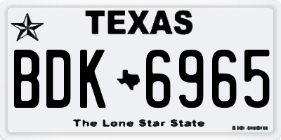 TX license plate BDK6965