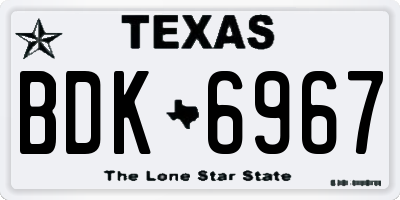 TX license plate BDK6967