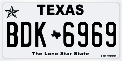 TX license plate BDK6969