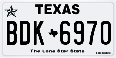TX license plate BDK6970