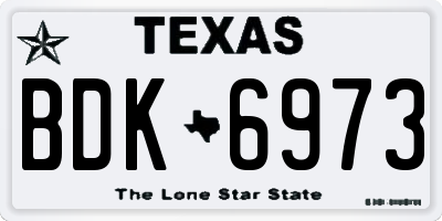 TX license plate BDK6973