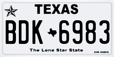 TX license plate BDK6983