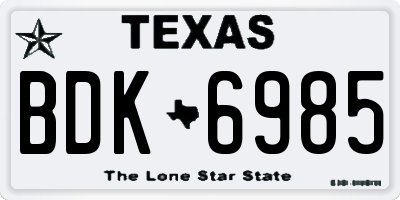 TX license plate BDK6985