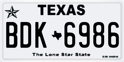 TX license plate BDK6986