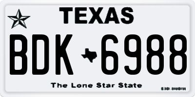 TX license plate BDK6988