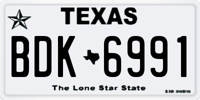 TX license plate BDK6991