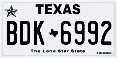 TX license plate BDK6992