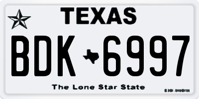 TX license plate BDK6997