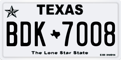 TX license plate BDK7008