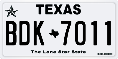 TX license plate BDK7011