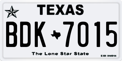 TX license plate BDK7015