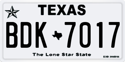 TX license plate BDK7017