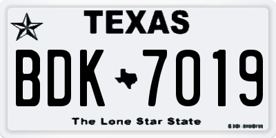 TX license plate BDK7019