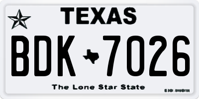 TX license plate BDK7026