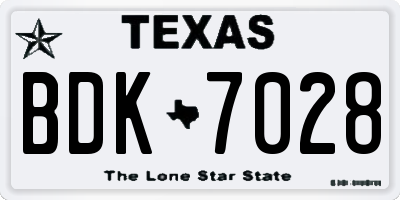 TX license plate BDK7028