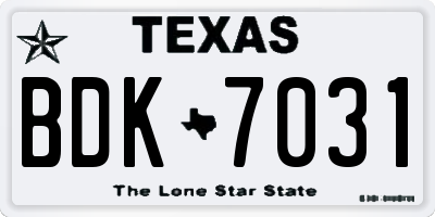 TX license plate BDK7031