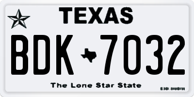 TX license plate BDK7032