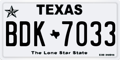 TX license plate BDK7033