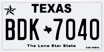 TX license plate BDK7040