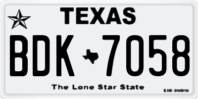 TX license plate BDK7058