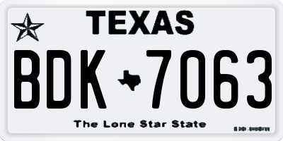 TX license plate BDK7063