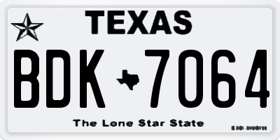 TX license plate BDK7064