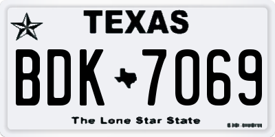 TX license plate BDK7069