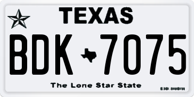 TX license plate BDK7075