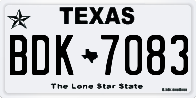 TX license plate BDK7083