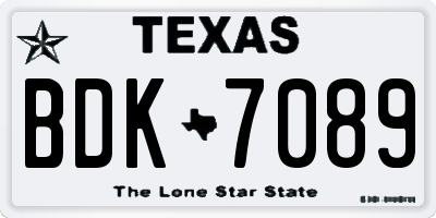 TX license plate BDK7089