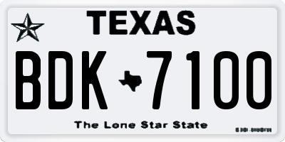TX license plate BDK7100